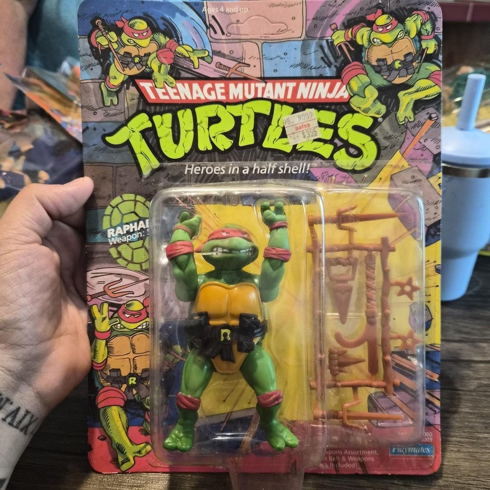 Vintage 1989 TMNT Raphael MOC Factory Sealed Playmates Action Figure Stock 5003